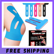 16 PCS Kinesiology Tape for Knees, 4 Colors Knee Support Tape, Precut Knee Tape