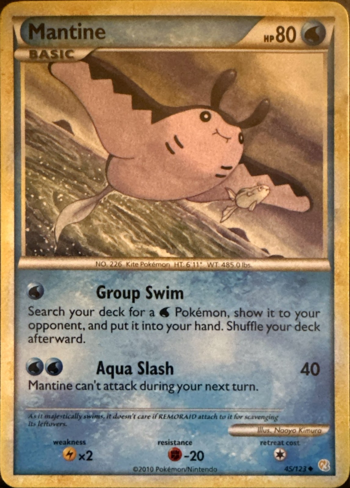 Mantine 45/123 Uncommon HeartGold & SoulSilver Pokemon Lightly Played