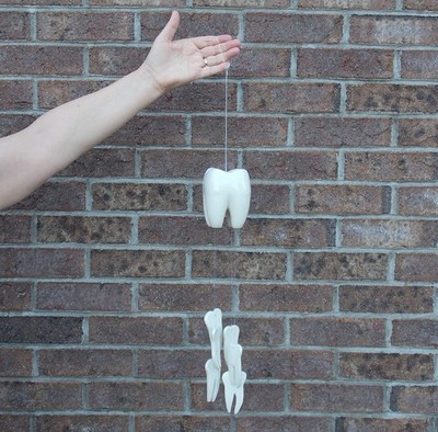 Ceramic porcelain tooth molar teeth wind chime. Dental decor. Dentist office