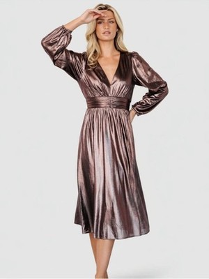 NWT Baltic Born Plus Size Aisha Shimmer Dress in Bronze SZ XL