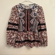 Sea NY Paisley Floral Long Sleeve Blouse Cotton 0