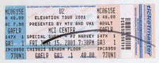 U2 & PJ Harvey 6/15/01 Washington DC MCI Center Concert Rare Ticket! U-2 Bono