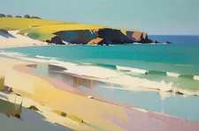 Contemporary Landscape Tranquil Seaside Escape Canvas Wall Art Picture