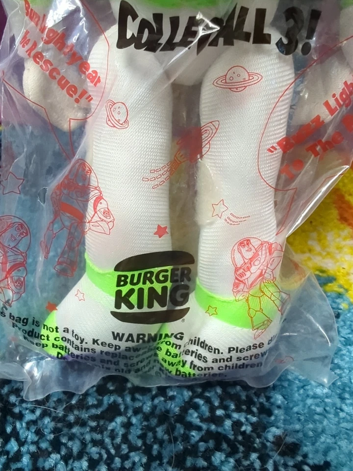 巴兹光年 1995 年汉堡王迪士尼玩具总动员毛绒木偶全新未拆封复古 — 第 3/4 张图片