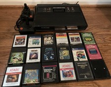 Atari 2600 Console Bundle Console, 2 Joystick Controllers, 18 Games lot UNTESTED