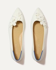 Rothy's The Petal Point II in White Floral Pointed-Toe Flats 9.5