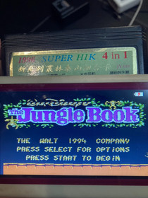 Famicom NES Game Super JY-019 4in1 Mickey Mouse,Jungle Book,Tiny Toon,Tom&Jerry