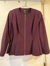 Ted Baker London "Suria" Purple Crepe Peplum Zip Jacket Blazer - Size 3 / US 8