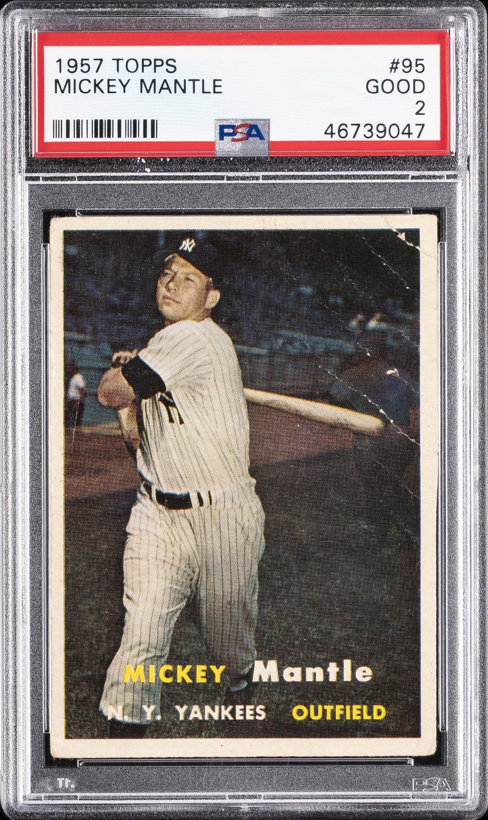 1957 TOPPS #95 MICKEY MANTLE PSA 2 view 1
