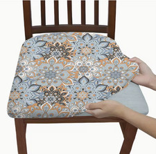 DINING CHAIR COVER- 2Pcs Set Dining Chair Seat Covers, Retro Blue Pattern