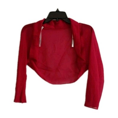 David's Bridal Bolero Cover Up Red Small 3/4 Sleeve