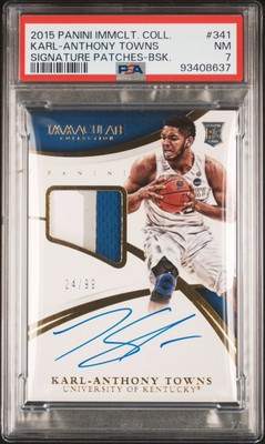 2015 Panini Immaculate Karl-Anthony Towns 3 Color Rookie Patch Auto /99 PSA 7