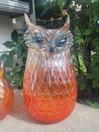 Vintage Glass FOXES Iridescent Amber Hand Blown set 14" Awesome Fox Collection - Picture 2 of 11