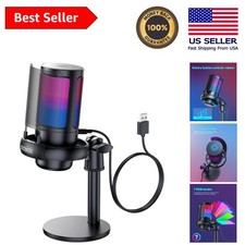 Cardioid Gaming Microphone with Quick Mute - USB  Headphone Jack Compatibility