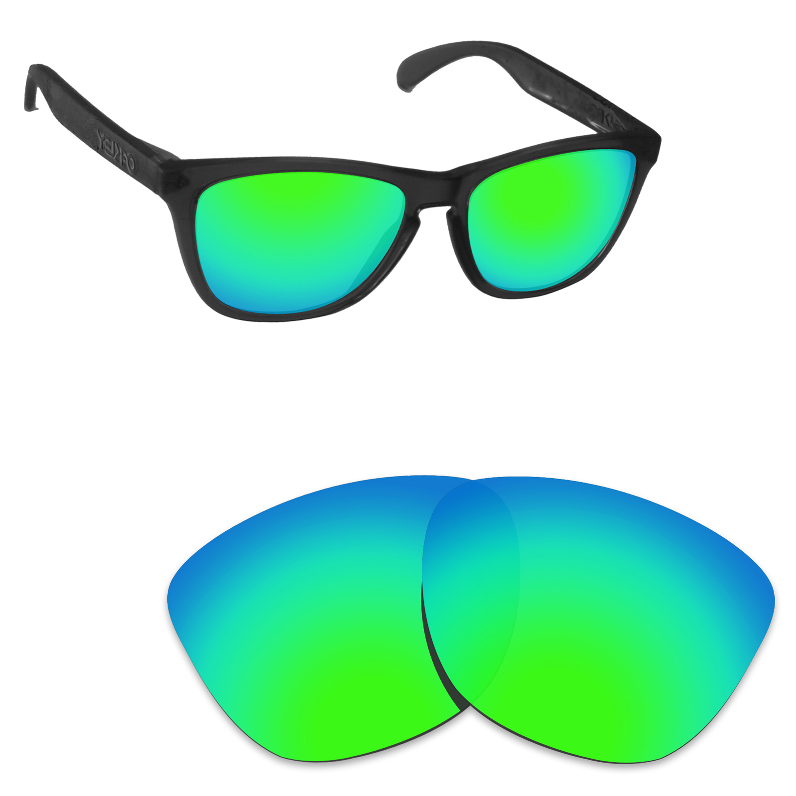 Hawkry Polarized Replacement Lenses for-Oakley Frogskins Emerald Green Mirror