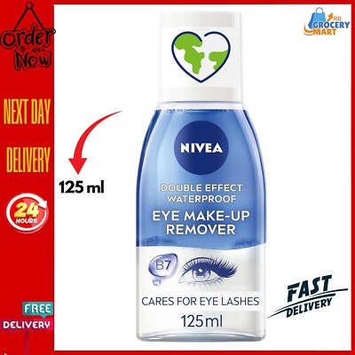 NIVEA Double Effect wasserfester Augen Make-Up Entferner (125 ml), tägliche Anwendung Gesicht