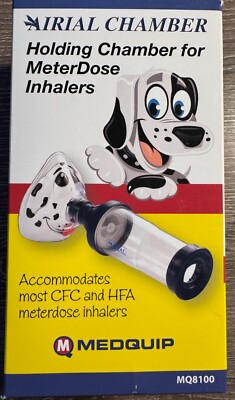 Airial Holding Chamber for Meter Dose Inhalers With Spotz Pediatric Mask New