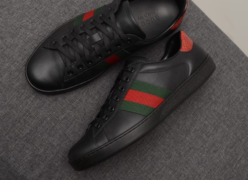 Scarpe sneakers uomo autentiche Gucci Ace pelle nera taglia UK 8,US 9,EU 42 - Foto 12 di 17
