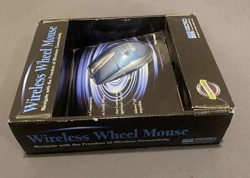 Vintage 2002 Micro Innovations PD680RF Wireless Wheel Mouse RF NIB Blue - Image 2 of 4