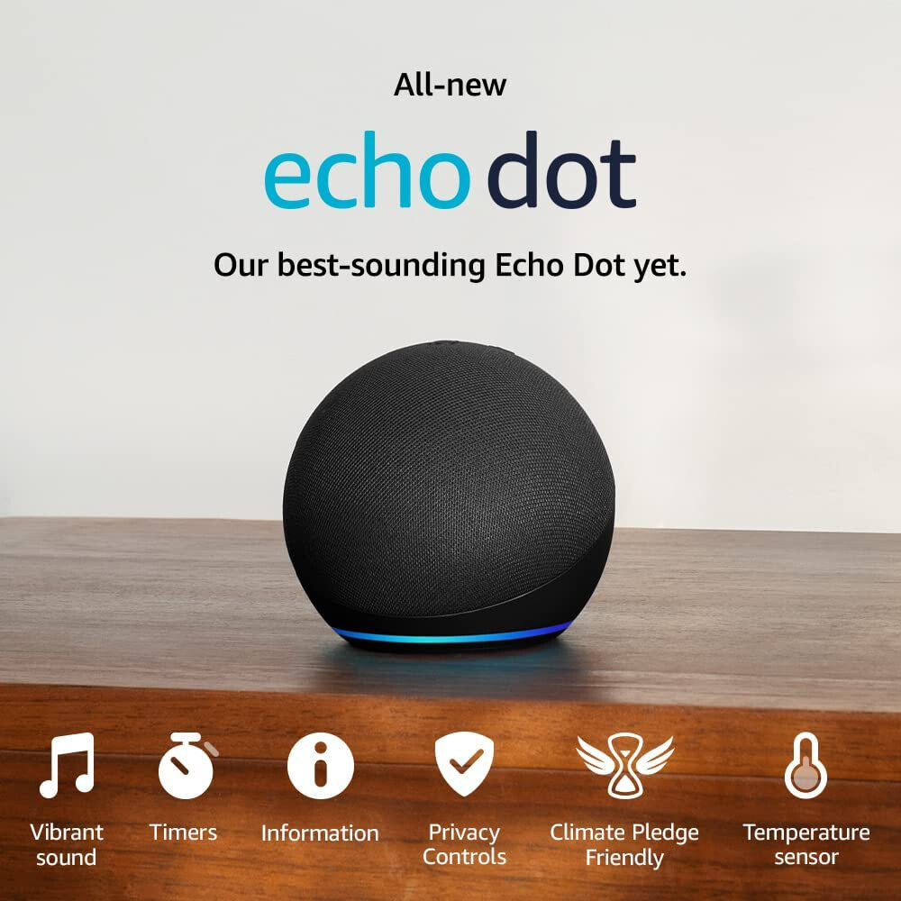 All-new Echo Dot (5th generation, 2022 smart speaker with Alexa Charcoal