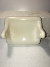 Vintage Off White Ceramic Toilet Paper Holder Bathroom Tile In Wall Mount NOS