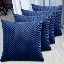 Image of Quilted Embossed Velvet Cushion Covers 18x18" Set of 2 4 6 Bed Sofa Decor Pillow
