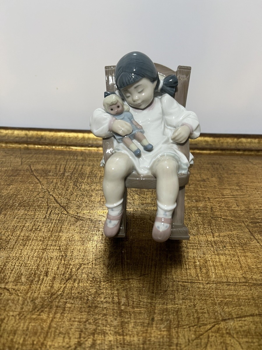 Lladro Porcelain Figurine Naptime Girl Asleep in Rocking Chair | eBay