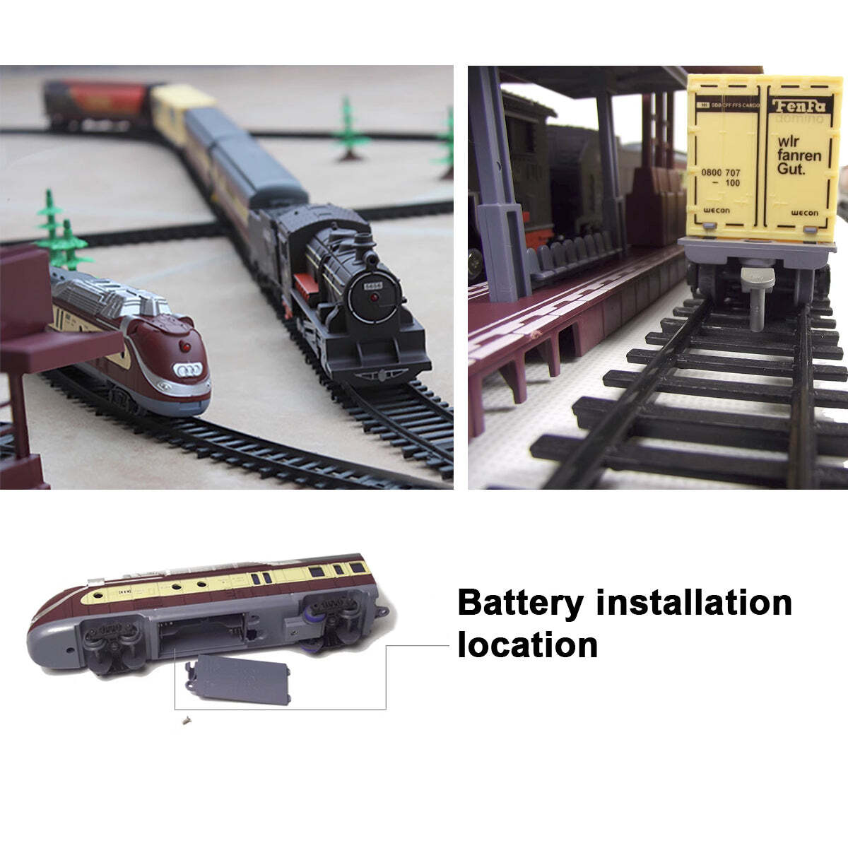 Electric Modern Toy Train Set Vehicle Rail Track Carriages 55pcs