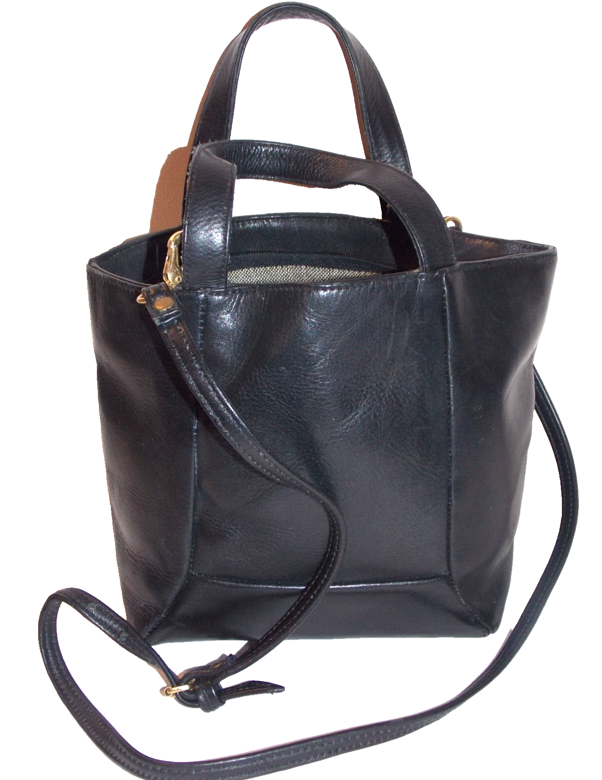 HIDESIGN BY RADLEY TOTE CROSSBODY BAG/GENUINE LEATHER/BLACK/POCKETS