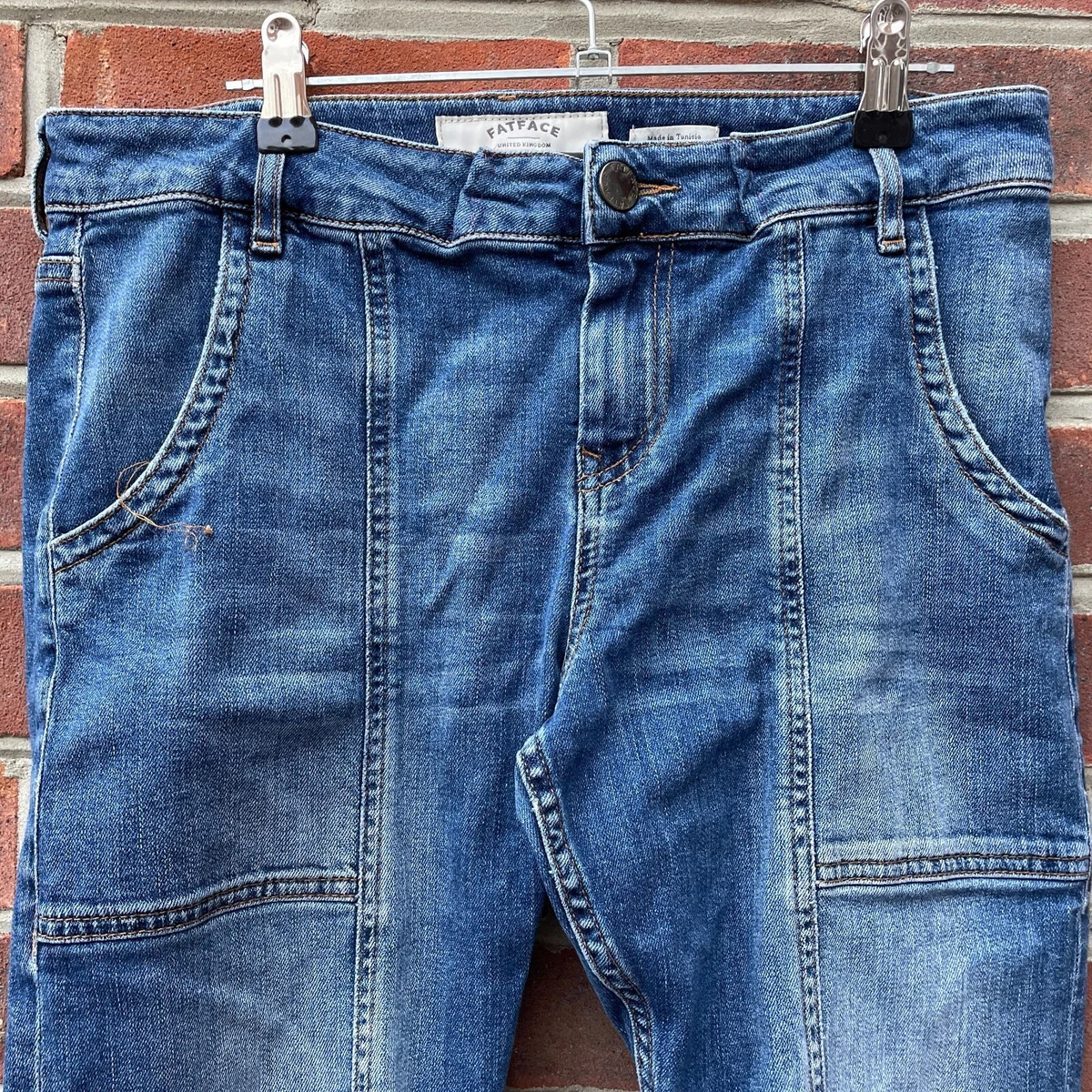FAT FACE Jeans Womens W28 29 L29 Denim Blue Medium Wash Slim Tapered Zip Fly