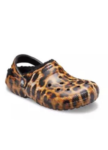 lined leopard print crocs