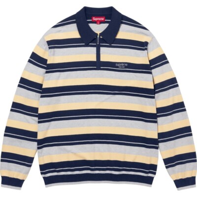 Supreme 24FW Week 10 Stripe Zip L/S Polo Polo Shirt Unisex Supreme 24FW Week 10 Stripe Zip L/S Polo Polo Shirt Unisex