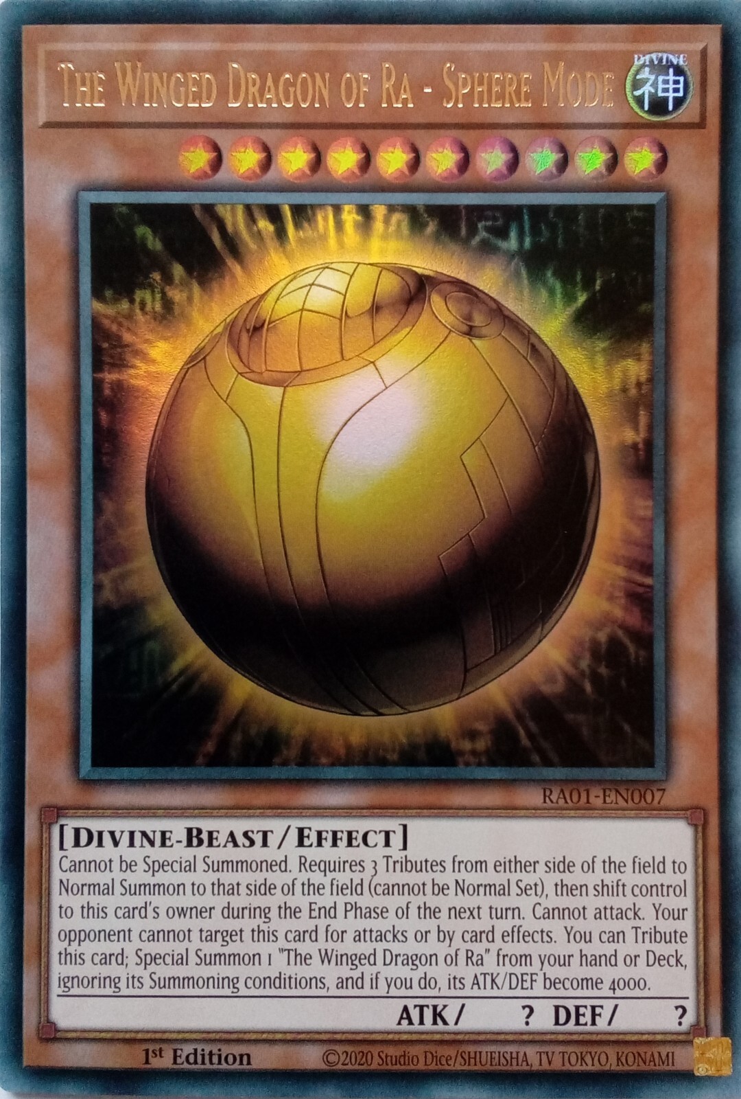 Winged Dragon of Ra Sphere Mode Ultra Rare 1st Ed YuGiOh Card RA01-EN007  