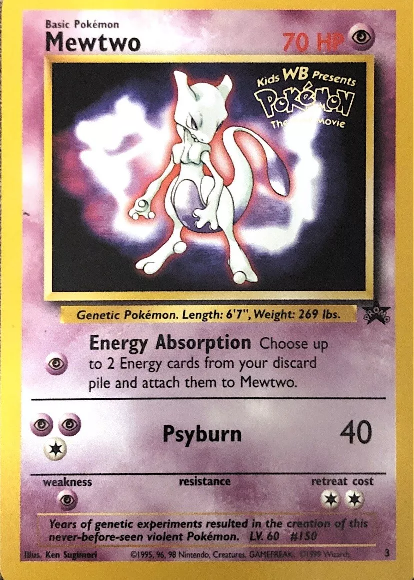 Mewtwo KIDS WB PROMO (HOLOGRAPHIC LOGO) The First Movie Pokémon Card