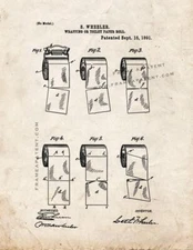 Toilet Paper Roll Patent Print Old Look