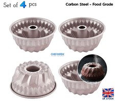 4 PCS Mini Tube Pan Set, 4-Inch Non-Stick Carbon Steel Tube Pan Mold Oven Baking