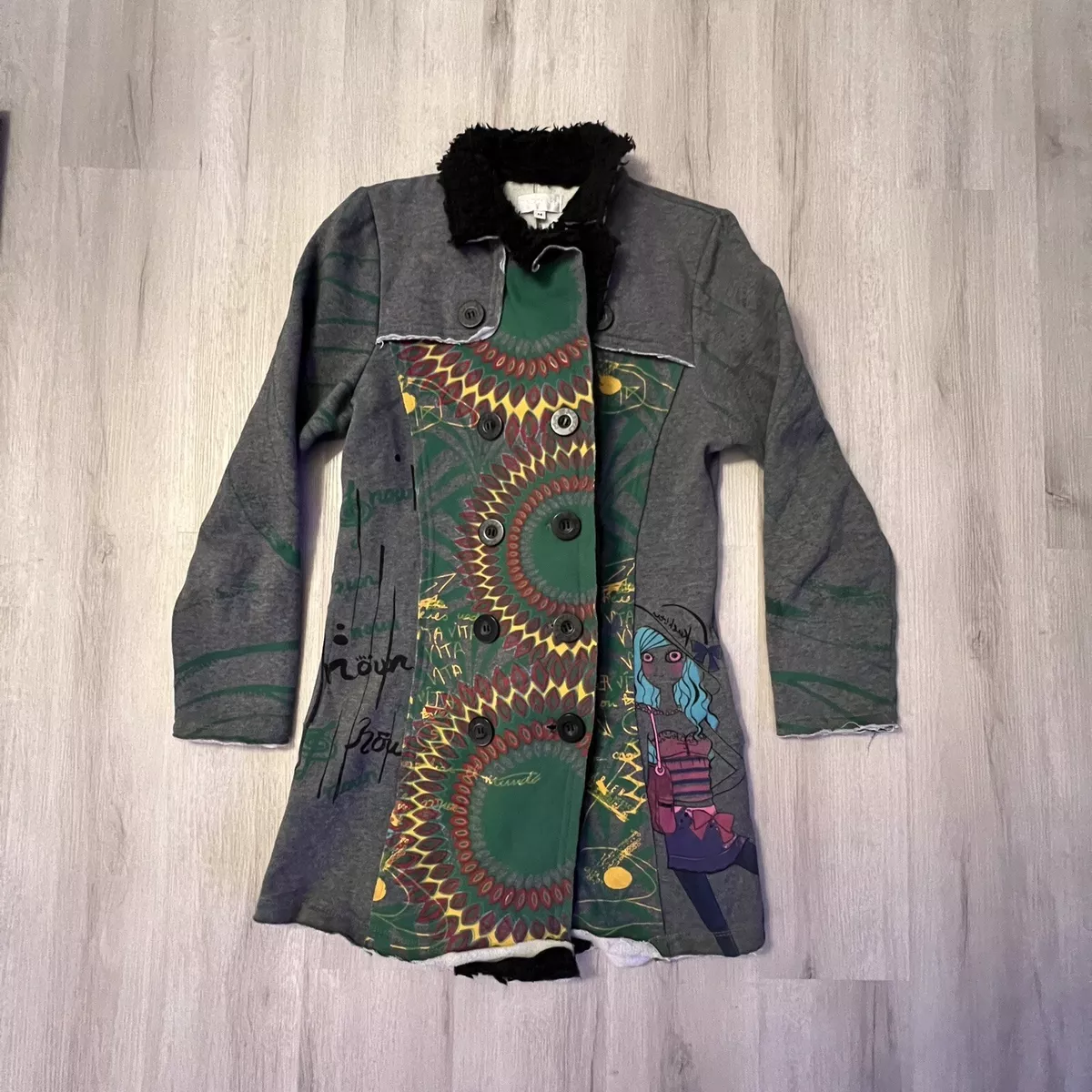 Adore Womens Medium Jacket Multi Mixed Print Pattern Boho Artsy