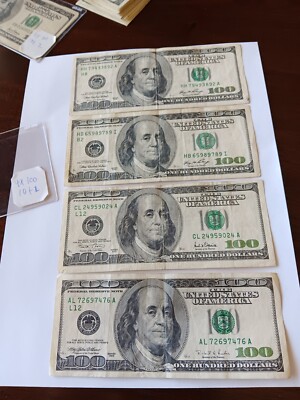 $400 Cash (4x) Old One Hundred Dollar Bills Series 1996-2006. Real ...