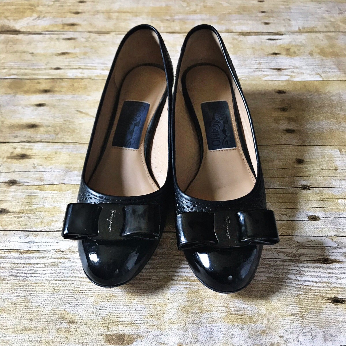 Salvatore Ferragamo Vara Cut Nero Calf Nero Kangaroo Black Salvatore Ferragamo Vara Cut Nero Calf Nero Kangaroo Black