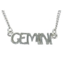 Silver Tone Zodiac Sign "Gemini" Astrology Pendant Necklace 20"