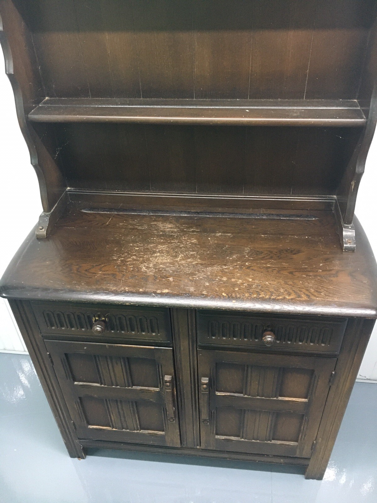 Vintage Dark Oak Welsh Dresser Made by Priory eBay