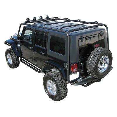 TrailFX Black Roof Rack 117.36'' Length 300 LBS for 2007-2018 Jeep Wrangler JK