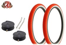 ALTA BICYCLE WIRE BEAD TIRE 24 x 2.125 RED/WHITE HEAVY DUTY DIAMOND 6pc SET.