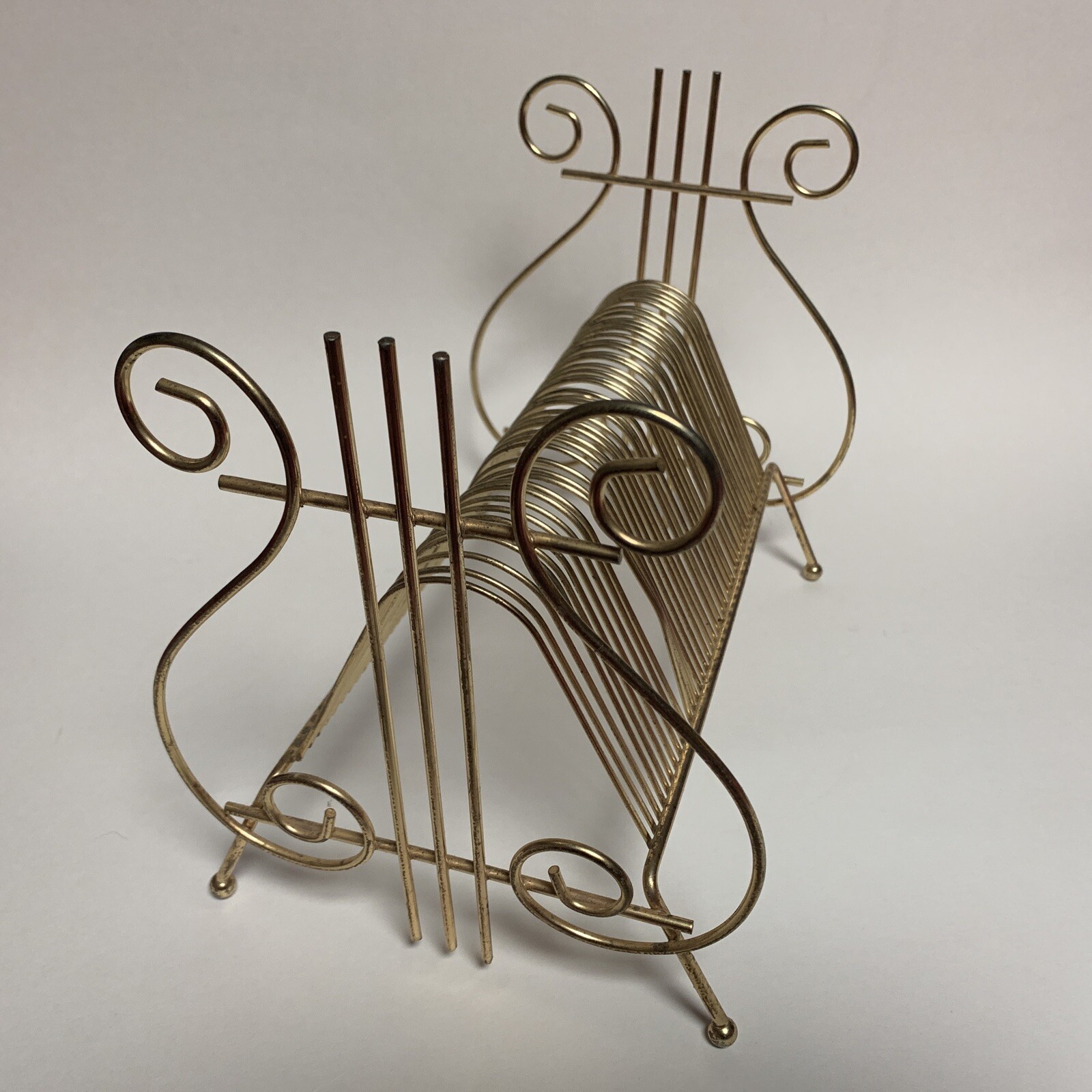 Vintage Record Storage Rack 45s Lyre 40 Slots eBay