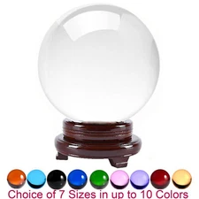 50-200mm Crystal Meditation Divination Sphere Crystal Ball with Wood Stand
