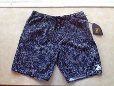 N MEN Medium HANG TEN GOLD 18" NAVY BLUE WHITE SURF BOARD SHORTS SWIM TRUNKS