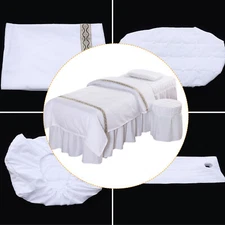 1 Set Massage Table Skirt Bed Valance Sheet + Pillow Case + Stool & Quilt Cover
