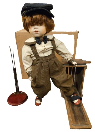 Vintage Red Headed Danny Coca Cola Crate Made Skateboarding Kid Porcelain Head