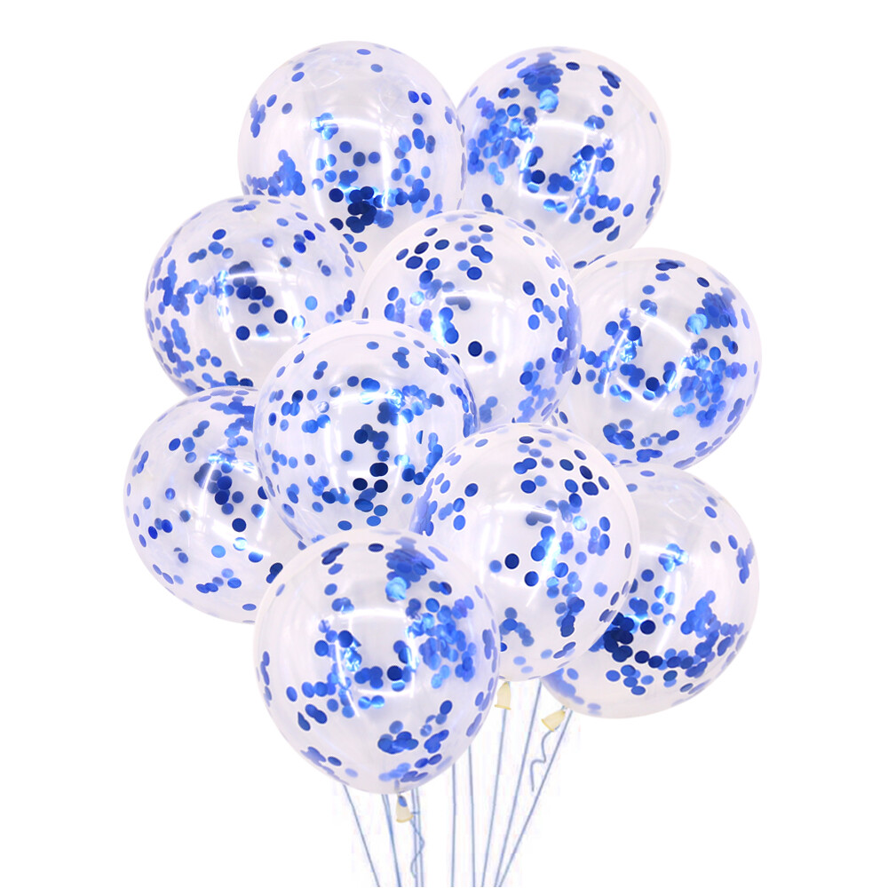 TtS 10pcs Blue Large Confetti Latex Balloons Helium Birthday Party Wedding Decor