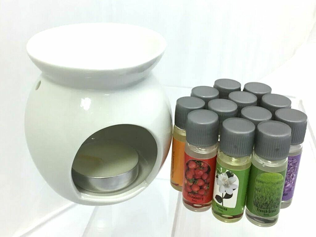 14Pcs OIL BURNER GIFT SET WITH 12 FRAGRANCE OILS AROMA THERAPY OIL